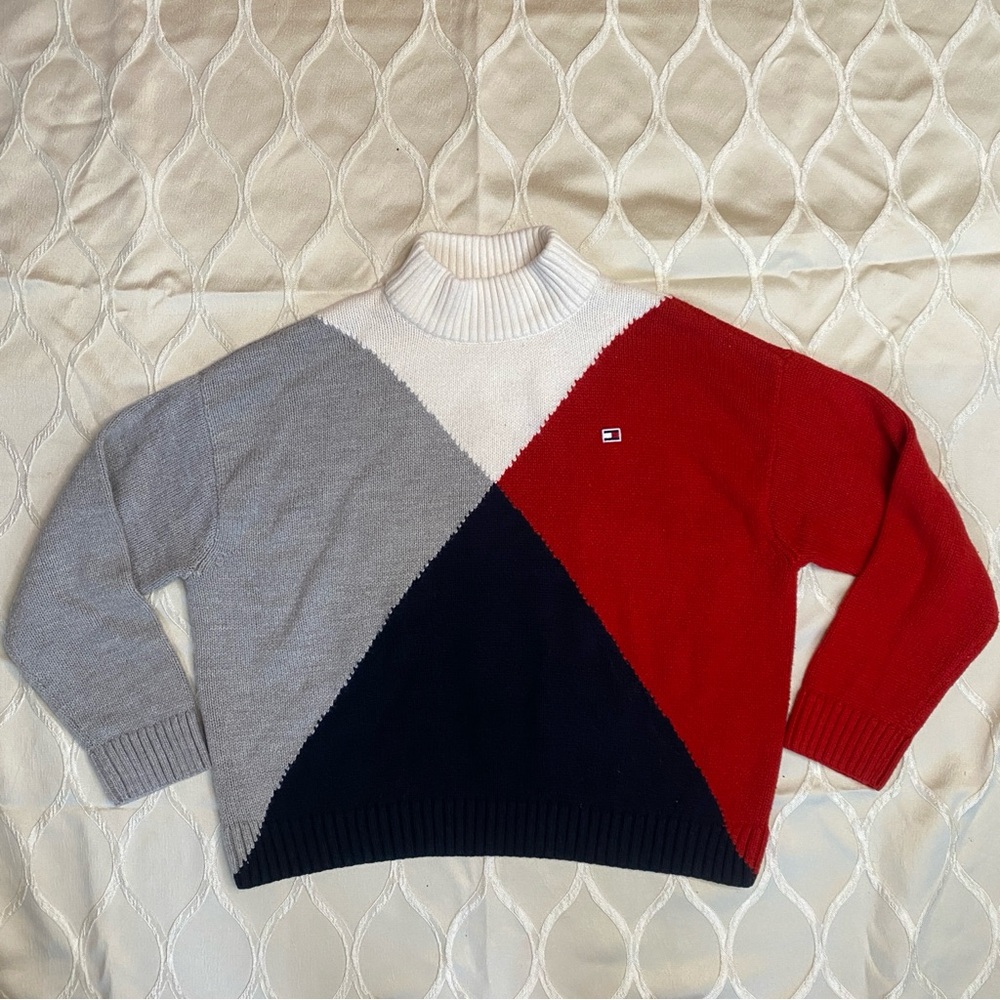 Tommy Hilfiger - Red, Gray, and Navy Turtleneck Sweater